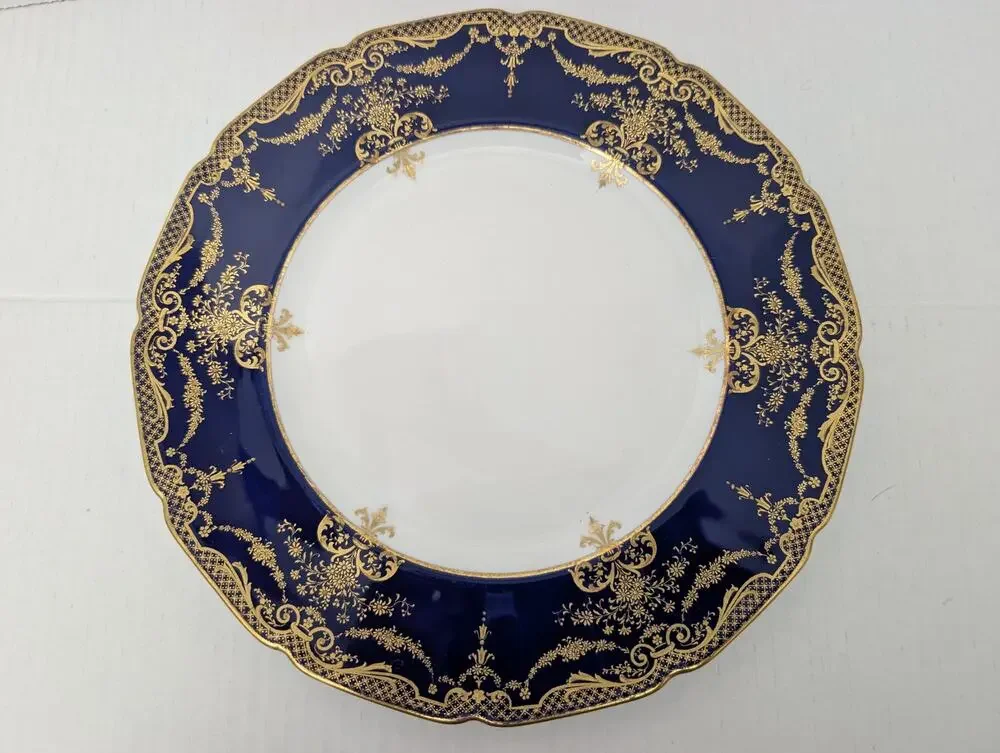 1922 Royal Doulton Dinner Plate Cobalt Blue Gold Gilt Edwardian Bone China